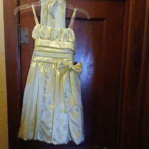 SHAN Golden Satin Kids Dress with Bow